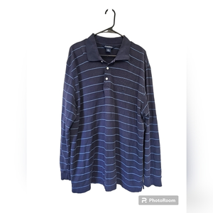 Brooks Brothers Polo Shirt Mens Size XL‎ Blue White Striped Long Sleeve Casual
